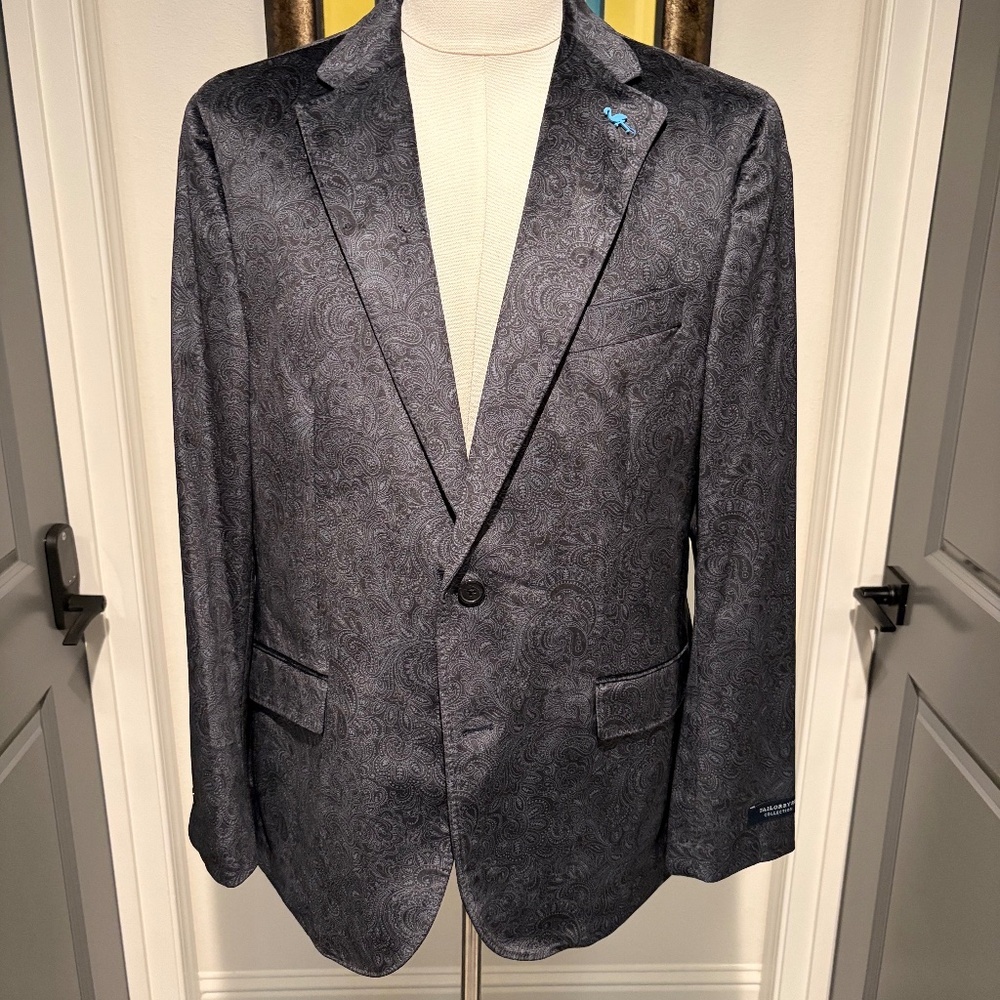 Tailorbyrd Mens Velour Navy Sport Coat - Size 42R - NWT